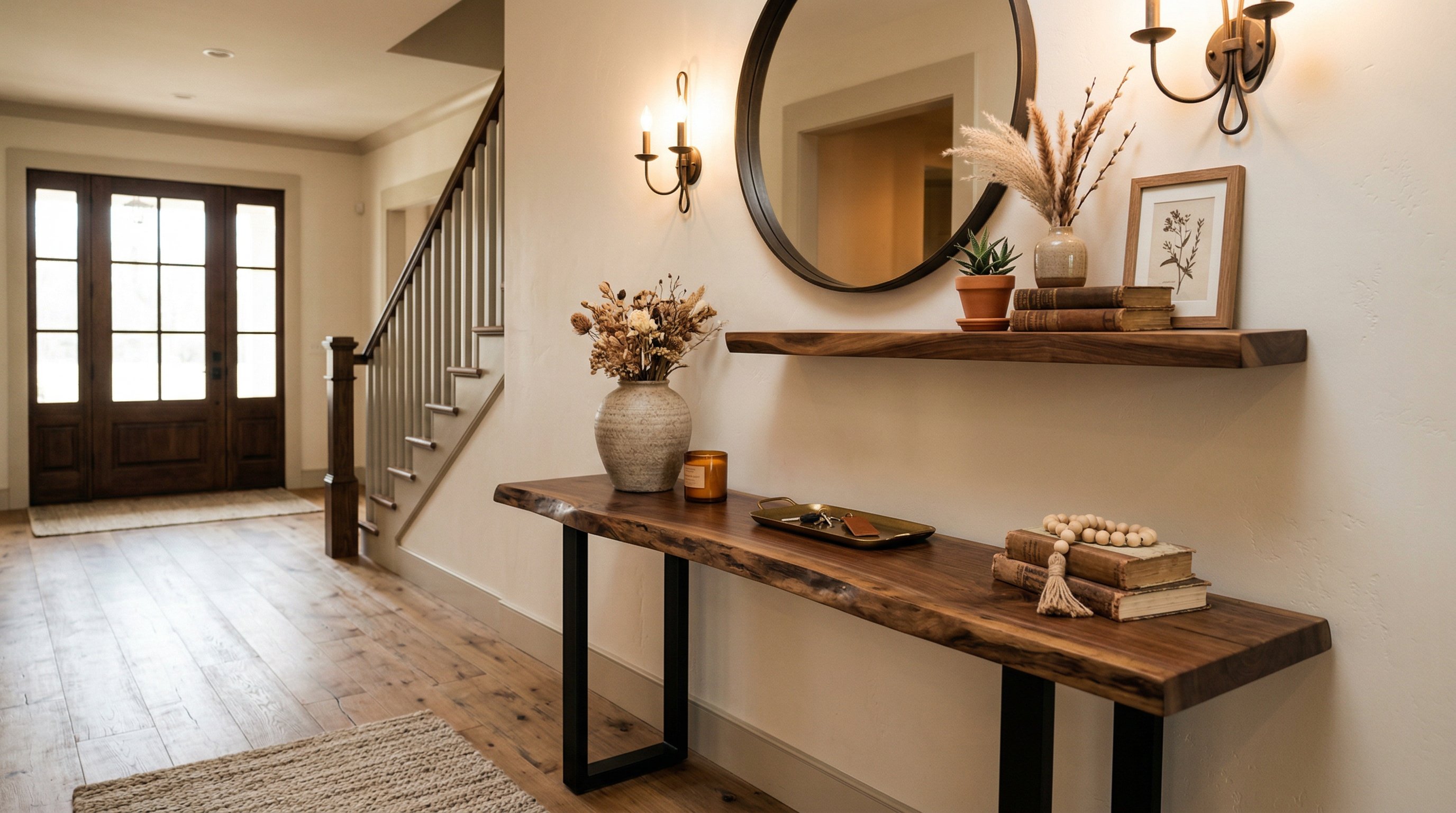 How to Style a Luxury Entryway with Functional Wood Statement Pieces
